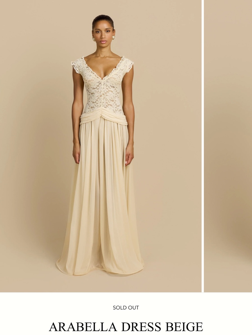 Arabella Beige Lace Bodice Maxi Dress